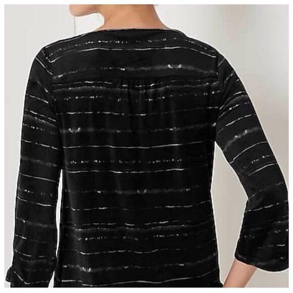 Pure J Jill Velour Pleated Sleeve Pullover Top Womens Sz L 3/4 Sleeve - Picture 2 of 10